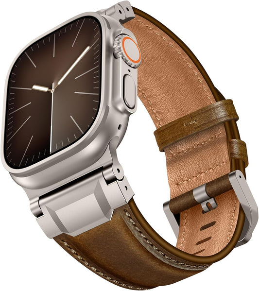 3/2/1 49mm 46mm 45mm 44mm 42mm 11/10/9/8/7/SE/6/5/4/3/2/1, Leather Bands Compatible with Apple Watch Ultra Band Men