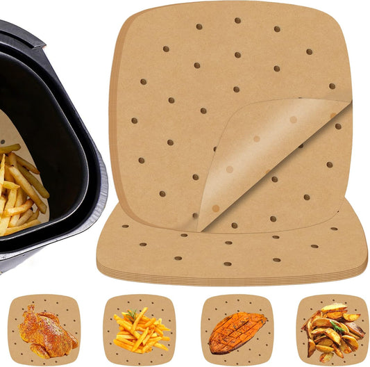 Numola 100 Pcs Air Fryer Liners - 9 Inch Perforated Parchment Paper for Non-Stick Baking & Steaming