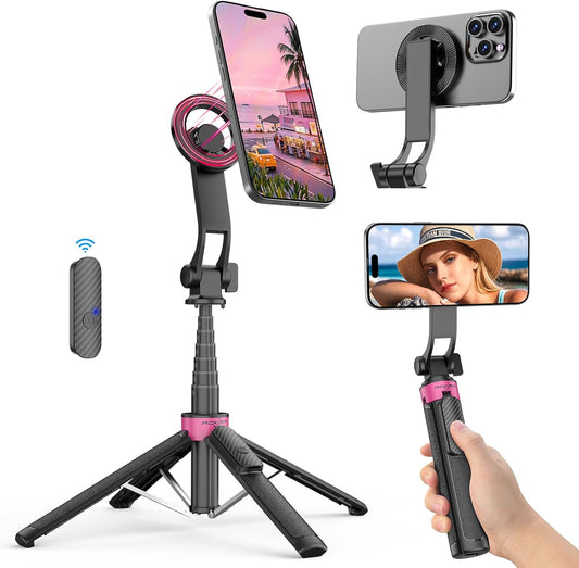 ACKIMA 37'' Magnetic Tripod for iPhone, Portable Selfie Stick with Remote, Four-Leg Support Cellphone Stand