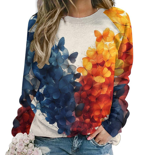Valentine Sweatshirts For Women Heart Made of Butterfly Print Pullover Crewneck Plus Size Long Sleeve Funny 2025 Spring Tops Elegant Dressy Fashion Trendy Casual Vintage Cute Tshirts,M