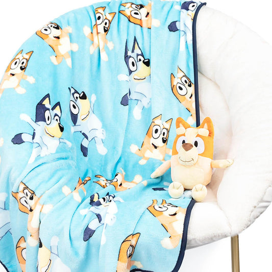 Jay Franco Kids Plush Mini Pillow Buddy & 40 x 50 Inch Travel Throw Set - Kids Super Soft 2 Piece Cuddle Blanket Set, Bingo
