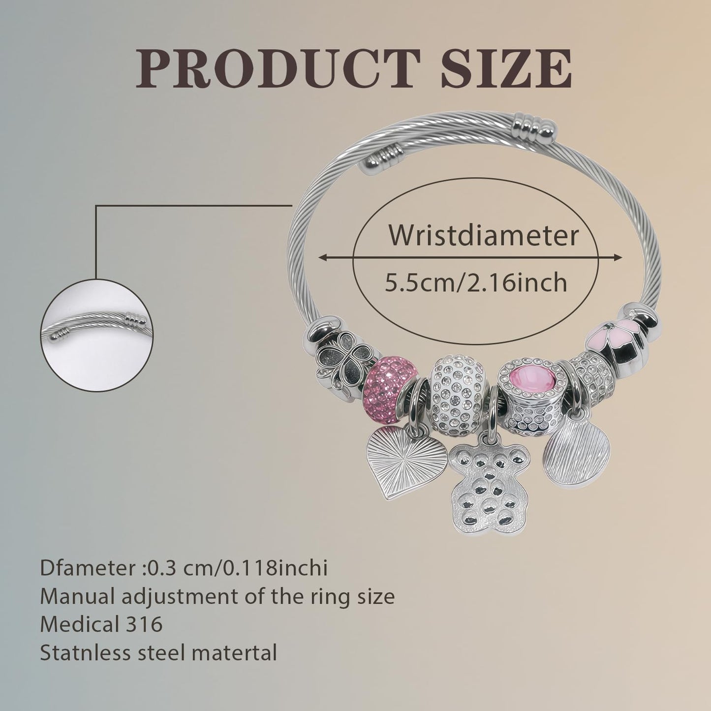 IUULOB Silver Women Bracelets - Adjustable Charm Bracelets for Women Birthday Gifts Favors Titanium Steel Bracelet Bundle Jewelry Kit (G: Christmas Hat - Christmas Tree)