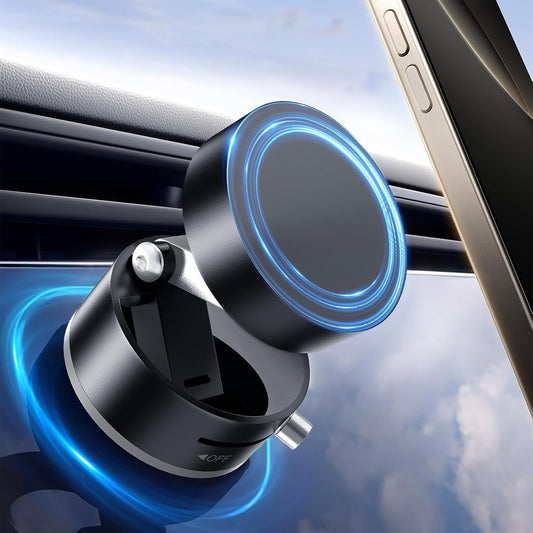 Amoner 2025 360 Vacuum Magnetic Suction Phone Holder, Upgrade Retractable Suction Cup Phone Mount, Foldable Magnetic