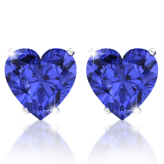Belinda Jewelz - Heart Stud Earrings, 5mm Cubic Zirconia Heart Earrings with Prong Setting, 925 Sterling Silver Earrings Studs, Tanzanite Purple Stud Earrings for Women
