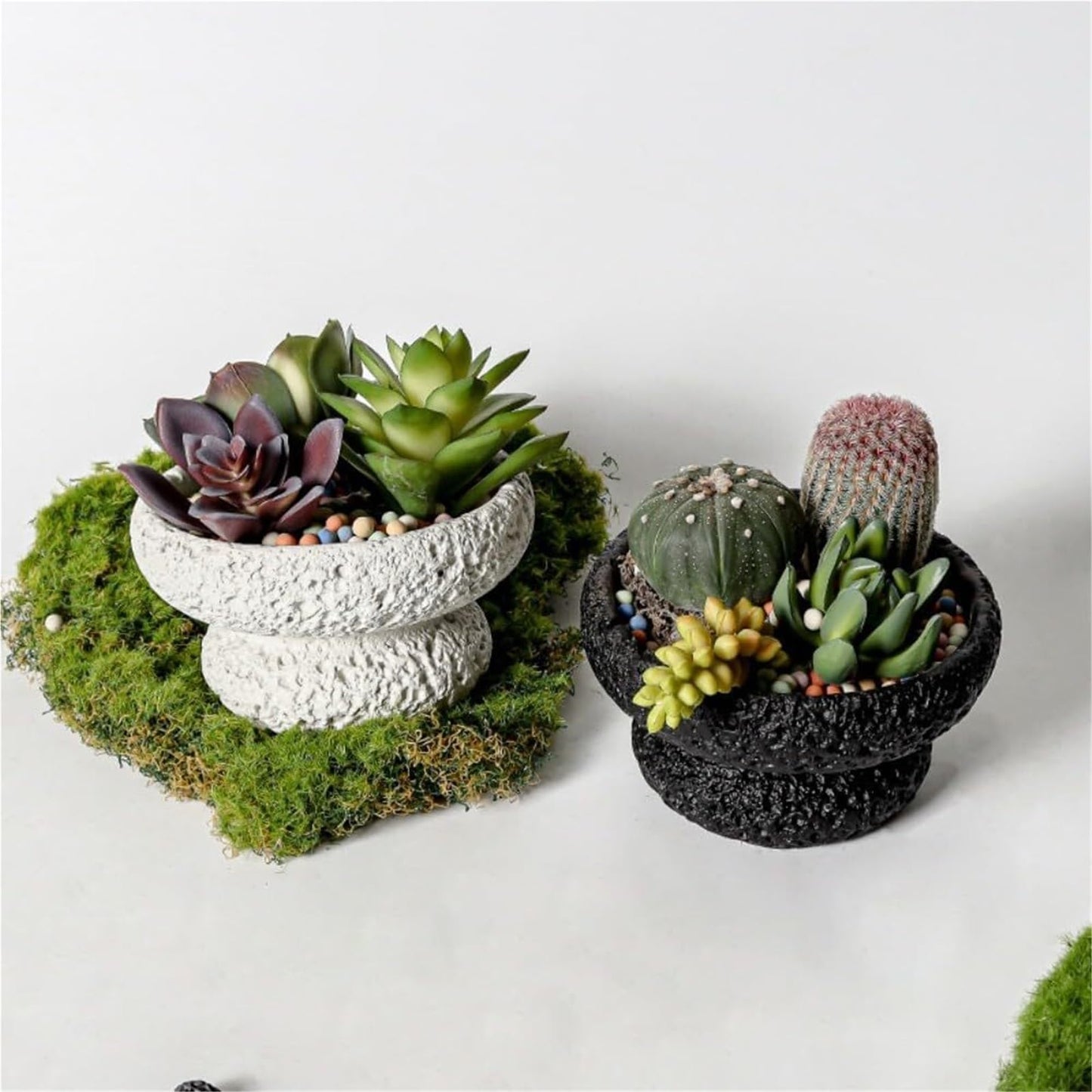 FXLTHIYBO Sleek Cement Creative Meteorite Pattern Flower Pot Planter Plants Flowers Bonsai Decoration for Indoor use(Beige,Large)