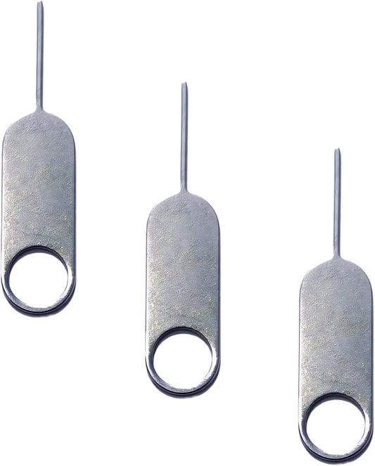3-Pack, Sim Card Tray Ejector Pin with Keychain Hole - Universal Sim Card Tray Removal Tool - Stainless Steel