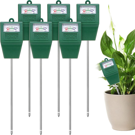 6 Pack Soil Moisture Meter Soil Tester pH Meter, Gardening Farm Lawn Test Kit Tool, Digital Plant Probe, Water Hydrometer for Indoor Outdoor, No Battery Required