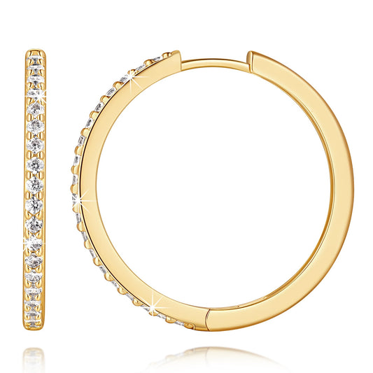 Balabelle 14K Gold Earrings for Women 14K Gold Hoop Earrings for Women Gold Hoop Earring for Womens Hoops with Cubic Zirconia and Multiple Size Options for Every Style Hoops Earring for Womens 12/14/16/20/25/30mm (30mm)