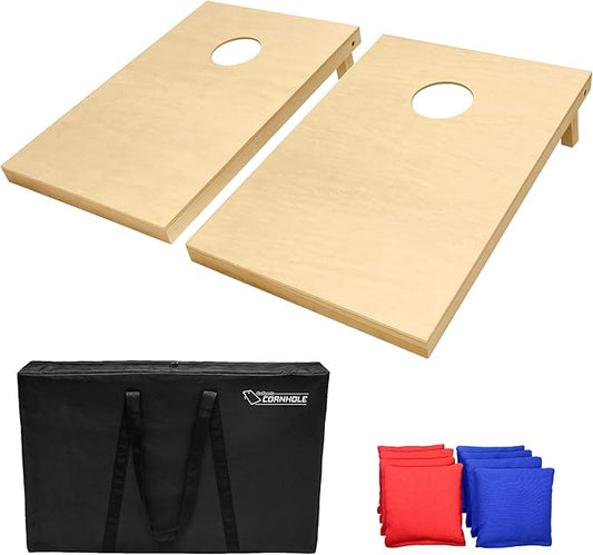 GoSports Solid Wood Premium Cornhole Sets - Choose 4 x 2 ft or 3 x 2 ft - Game Boards Include Set of 8 Cornhole Toss Bags