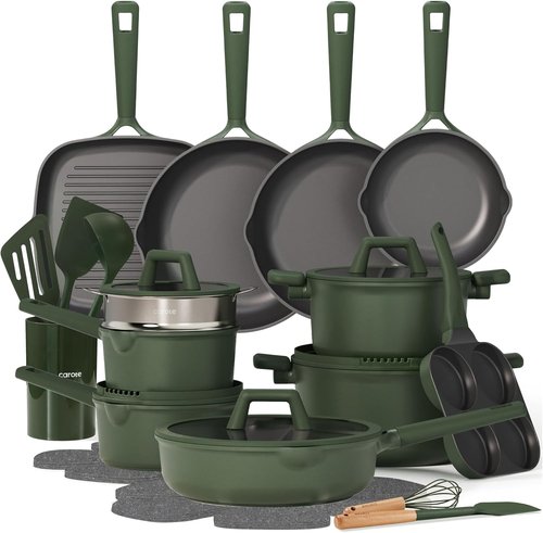 CAROTE 31PCS Nonstick Cookware Set - Induction Titanium & Non-Toxic Granite | PFOA Free