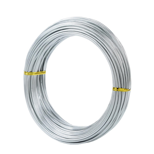 Bendable Aluminum Craft Wire - 2mm 12 Gauge (30m / 100ft) Spool, Floral Wire for Artificial Flowers, Jewelry Making Wire for Beading & Wire Wrapping - Silver