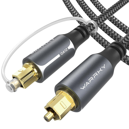 10ft 3m Warrky Optical Audio Cable, / Optical Cable for Soundbar [Nylon Braided, Slim Metal Case, Gold-Plated Plug]