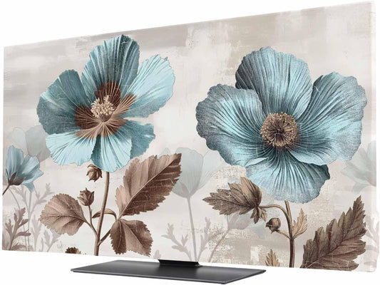 Yukro 32 Inch, 28"x16" Blue Broccoli Indoor TV Dust Cover, Farmhouse Rustic Floral Retro Victorian Style Elastic TV