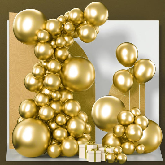 PartyWoo Gold Balloon Arch Kit - 120pcs in 5-18 Inch Sizes | Perfect for Birthday, Wedding, and Baby Showers