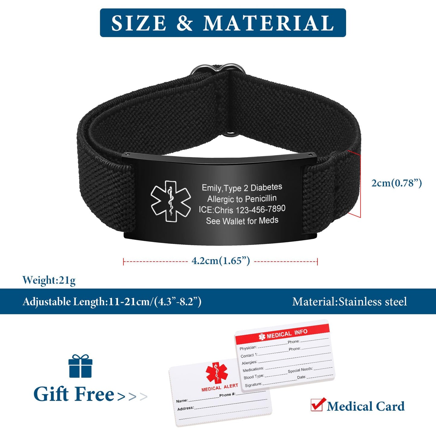 VNOX Medical Alert Id Bracelet for Men, Diabetes on Insulin Medical Alert Bracelets for Men Patients Stainless Steel Emergency Bracelets Wristband,Personalized Mens Life Health Alert Bracelet