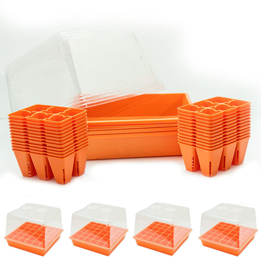 Bootstrap Farmer Countertop Seed Starter Kit in Orange, Reusable 1010 Tray Bundle with Inserts and Humidity Dome