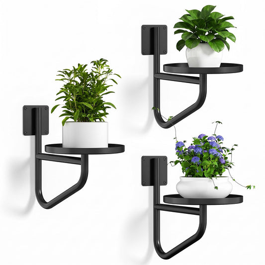 Vutirp Wall Plant Holder - Metal Hanging Plant Holder Stand, Hanging Planters for Indoor Plants Window Plant Shelves Hanger, Heavy Duty Wall Planter for Outdoor Living Room Home Decor (3 Pack)