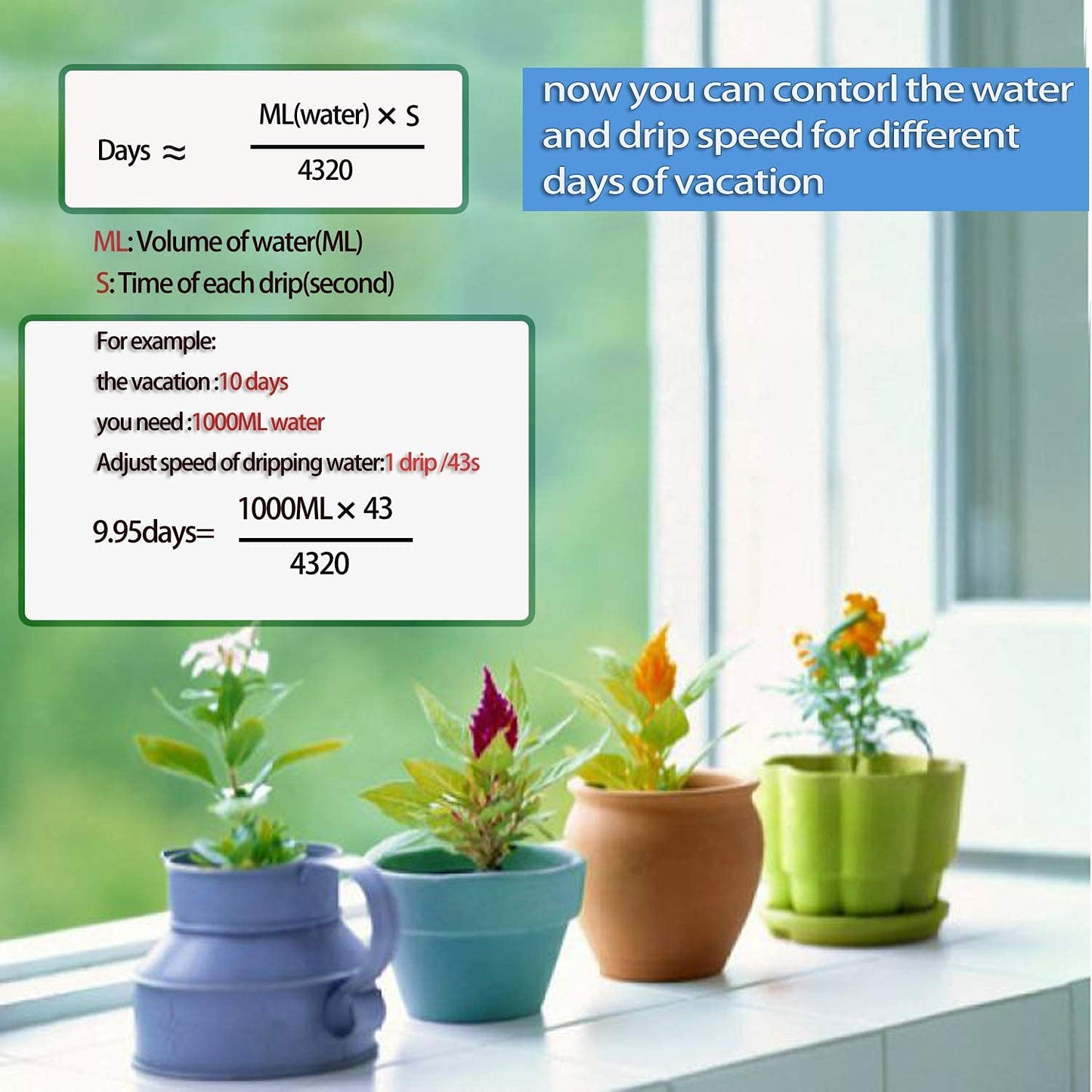 LABOTA 24 Pack Self Watering Spikes for Plant, Outdoor Automatic Plants Waterer, Insert Devices with Adjustable Vavle Switch for Garden Water Planter System Indoor & Outdoor