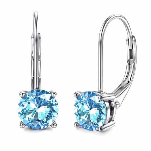 Blahanna Moissanite Earrings,1.0ct-2.0ct D Color Brilliant Round Cut Earrings S925 Sterling Silver Dangle Earrings Moissanite Leverback Drop Earring