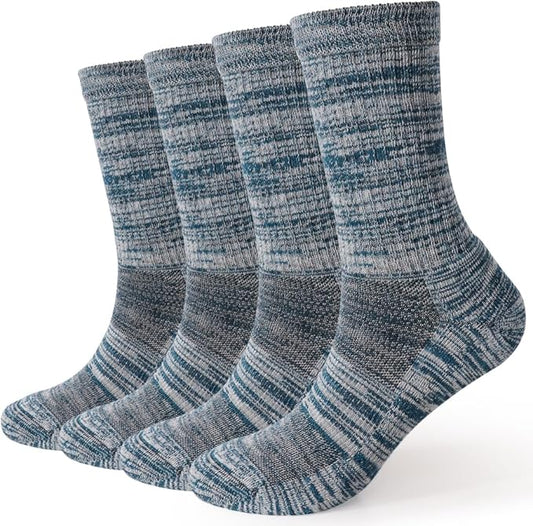 EnerWear 4 Pack Women's Merino Wool Outdoor Hiking Trail Crew Sock