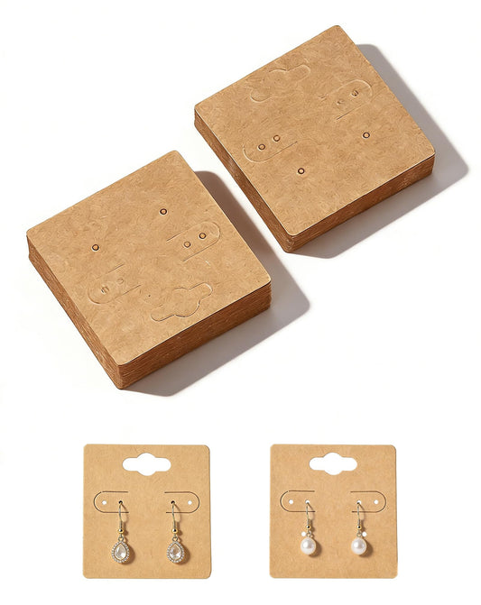100Pcs 2x2 Inch Kraft Earring Display Cards, 6-Hole Hanging Holder Tags for Stud Earrings,Blank Jewelry Cards for Selling, DIY Crafts,Gift Packaging and Retail Display (Kraft100)