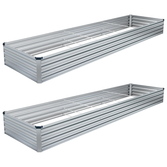 DIIYIV 2PCS 12x4x1FT Galvanized Raised Garden Bed Kit,Vegetable Boxes-Rectangle Metal Flower Box,Large Planter Raised Beds Outdoor Garden for Planting,Fruit,Herb-Silver