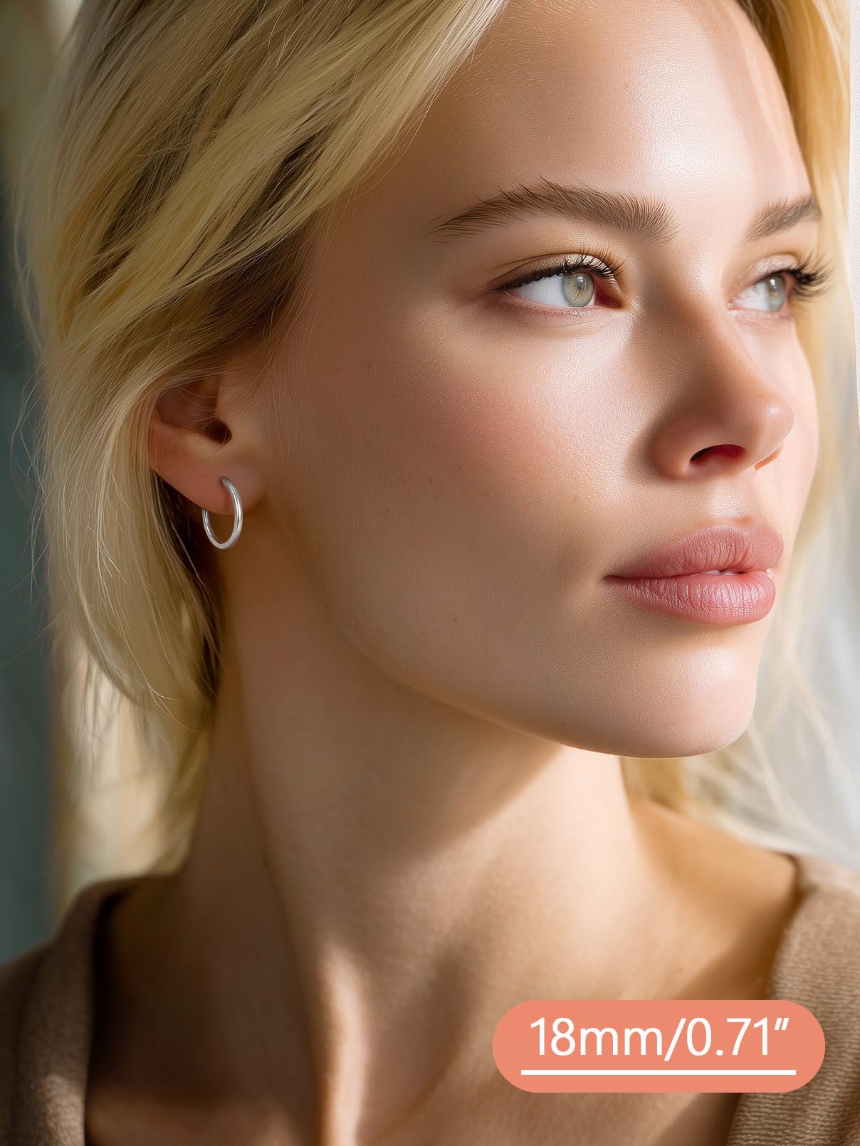 FaithHeart Hoop Earrings for Women, Silver Hypoallergenic Huggie Hoop Earrings, Small Cartilage Earrings for Women 18mm, Send Gift Box