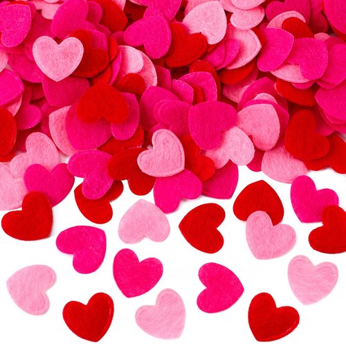 MARFOREVER 500 Pcs Red Rose Pink Heart Confetti Felt, Valentines Day Confetti Love Hearts Shaped Sprinkles Table Scatter for Romantic Weddings Valentines Day Engagement Party Decorations