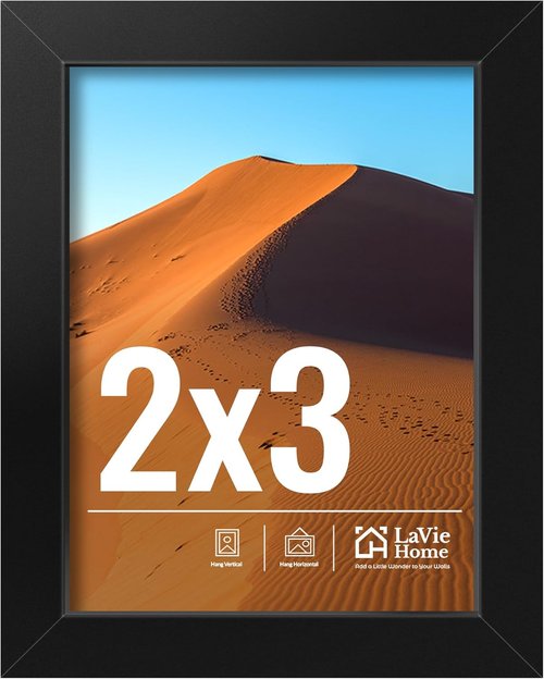 LaVie Home 2x3 Picture Frame - Classic Black Frame with HD Plexiglas for 2x3 Photos