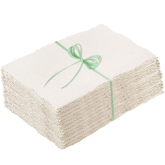 100 Sheets Deckled Edge Paper 5x7 inches, 160 GSM Handmade Paper, Rough/Textured Watercolor Paper for Wedding Invitations, Cards, Crafts Mothers Day Gifts for Mom
