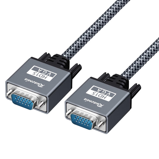 3 15 1080P VGA to VGA Cable ft, Nylon Braided Pin Monitor Cord with Aluminum Shell, Full HD PC Display Wire