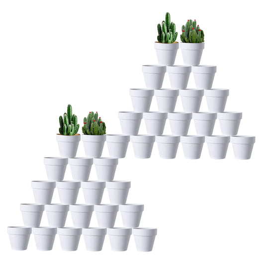 XXYXXY 40 Pieces 2.95 inch Mini with Drain Holes Juicy Flowerpots Home Office, Windowsill, Wedding Decoration Flowerpots（White）