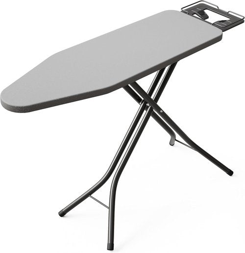 BEWISHOME Foldable Ironing Board - Compact Design with 7 Adjustable Heights & Safety Iron Rest | 43" x 13" Grey
