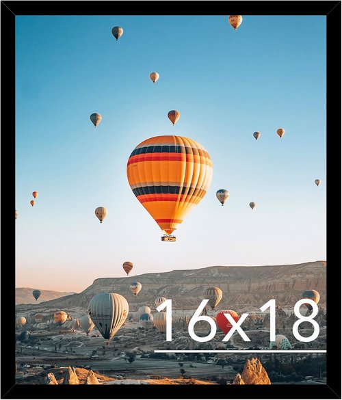 JCJMY 16x18 Black Picture Frame - Versatile Wall Hanging for Photos & Posters in Horizontal/Vertical Formats
