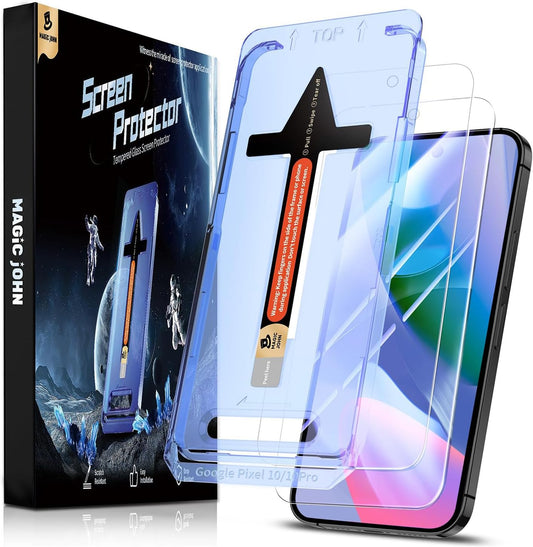 2 Pack 10/10 MAGIC JOHN for Google Pixel Google Pixel Pro Tempered Glass Screen Protector, Auto Dust-Elimination