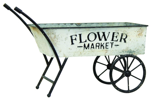 Col House Designs VintageFlower Market Metal Cart - Modern Farmhouse Decor - Vintage Home Decor - Indoor Planter
