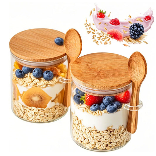 NEPIVEL 2-Pack 18.5oz Airtight Glass Meal Prep Containers with Lids – Overnight Oats Jars for Coffee, Nuts, Candy, Chia Seed Sugar & Pudding | Leakproof Borosilicate Glass Food Storage Jars