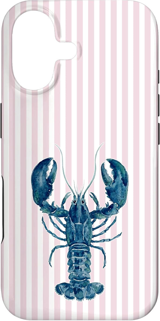 Aesthetic Beach Summer Europe Lobster Design Summer 17 Beachy Aesthetic Coastal Pink Stripes Lobster Italian Case