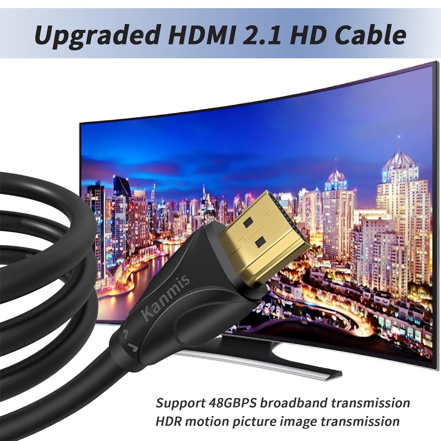 kanmis 8K 6ft, 2.1 8K@60Hz 4K@120hz, PS3 PS4 HDMI Cable High Speed Hdmi Cables Ultra High Speed Gold Plated Connectors