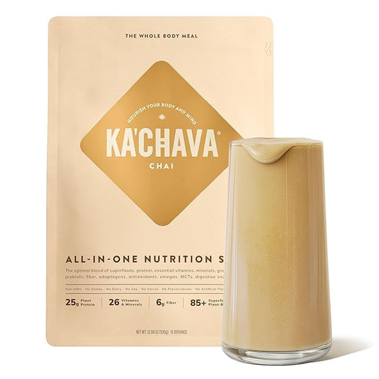 Ka?™Chava Whole Body Meal Shake Chai 2 lb ??Vegan Protein Powder with 85+ Superfoods & Greens ??Plant-Based Meal Replacement with Probiotics & Digestive Enzymes ??Gluten & Dairy Free (15 Servings)