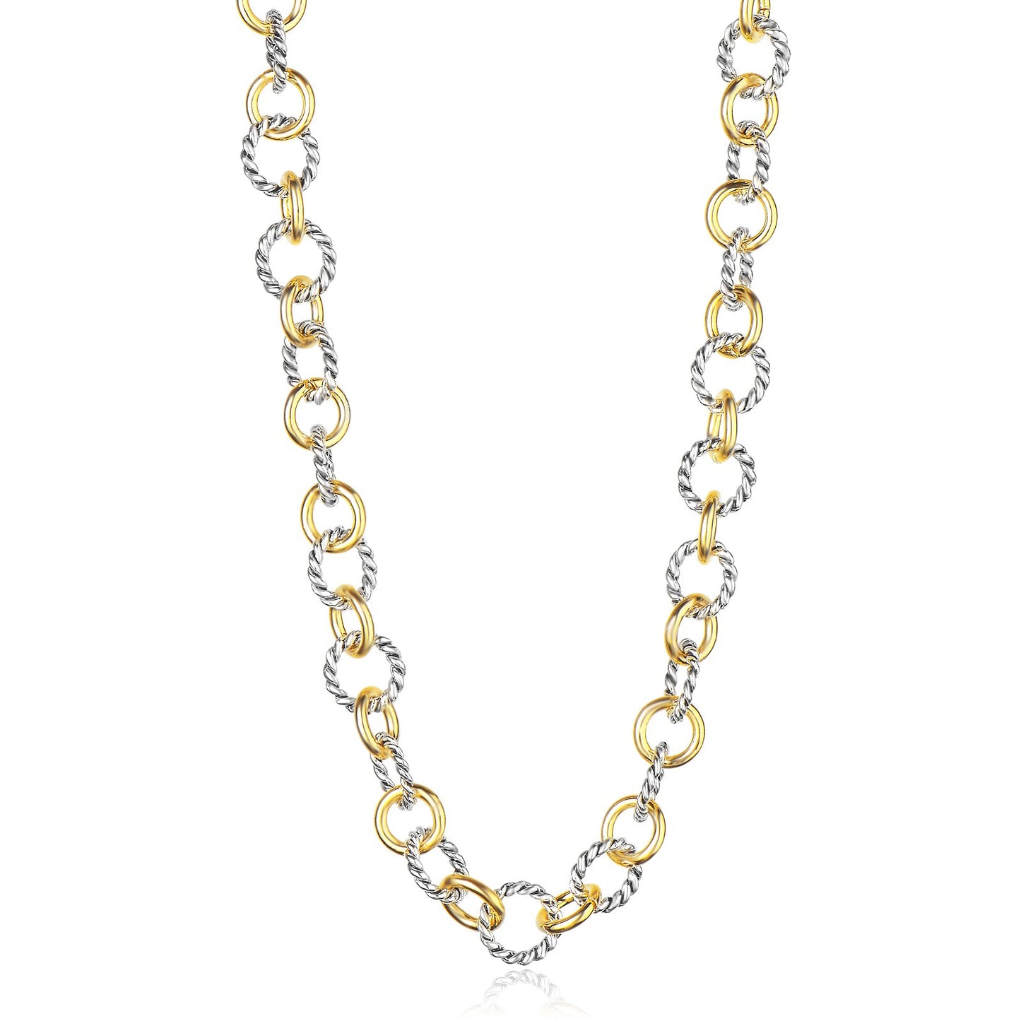 UNY Jewel Jewelry Style Trendy Elegant Vintage Retro Unique Fashion style 2 Tone Twisted Wire Link Women Long Necklace 76 CM Christmas Gift (Two Tone)