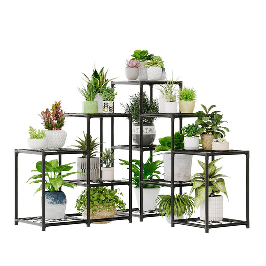 Bamworld Corner Plant Stand Indoor Metal Plant Shelf 5-Tier 11 Potted Flower Shelves Garden Black Plant Holder Rack for Garden Living Room Patio Morden Home Decor Gardening Gifts