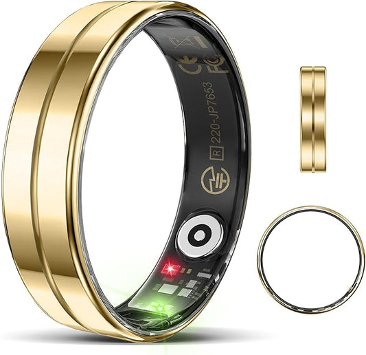 Ultra-Thin Smart Ring for Women Men,Sleep Tracker Ring with Heart Rate, Waterproof Fitness Ring for Activity Monitoring/Steps/Calories,No Subscription Fee,for iSO & Android (Glod,11#)