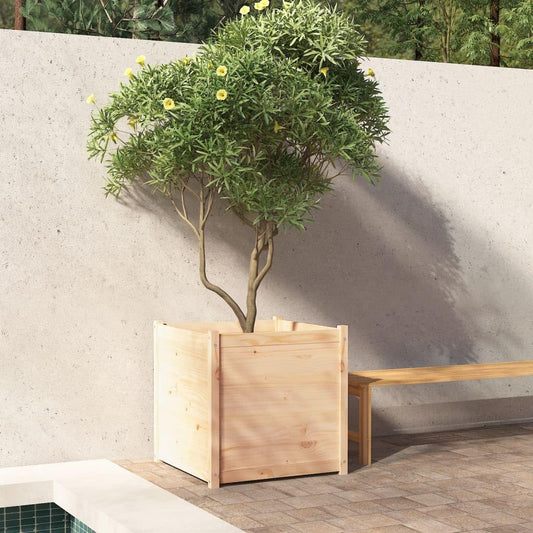 Molumvel Square Garden Planter Box 27.6 in Solid Pinewood Outdoor Large Flower Pot for Backyard Patio Balcony Decorative Herb Vegetable Raised Bed
