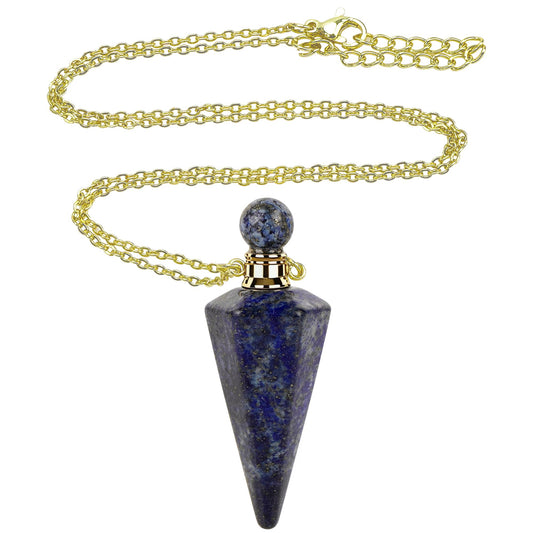 Biiange Perfume Bottle Necklace Diamond Shape, Essential Oil Diffuser Necklace, for Womens Perfumes Vial Pendant Necklaces Jewelry Unique Gift (Dark Blue)