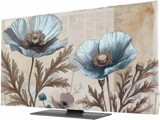 Yukro 75 Inch, 65"x37" Blue Broccoli Indoor TV Dust Cover, Rustic Farmhouse Floral Retro Brown Plant Elastic TV