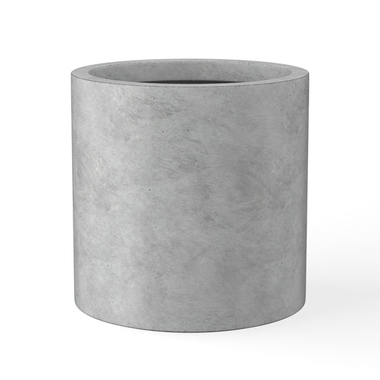 Kante 12.6" Dia Round Concrete Planter, Modern Style Large Cylindrical Plant Pot with Drainage Hole and Rubber Plug for Indoor Outdoor Patio, Natural Concrete