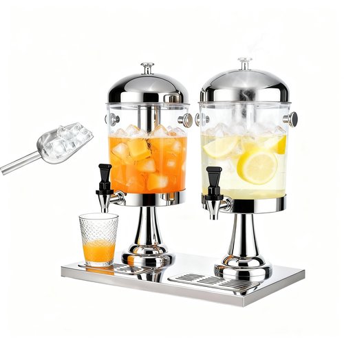 4.5 Gallon Drink Dispenser with Stand, Beverage Dispensers with Ice Core, Spigot, and Ice Shovel, Commercial Hot Cold Juice Dispenser for Parties, Wedding, Hotel Buffet, Banquet, Restaurant (16 L)