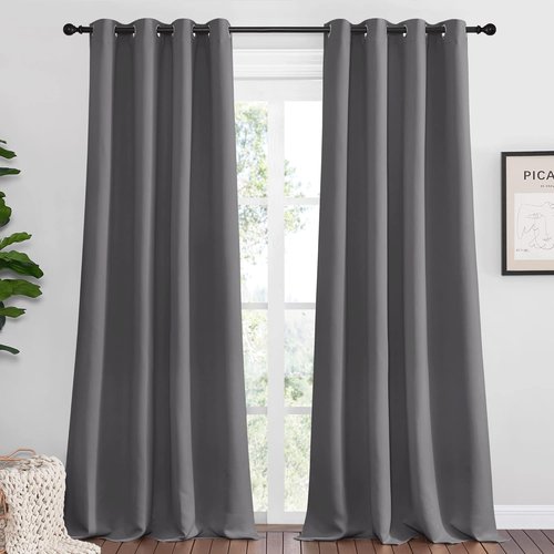 NICETOWN Blackout Curtains - Energy Saving Thermal Insulated Draperies | 55" x 120", Grey, 1 Pair