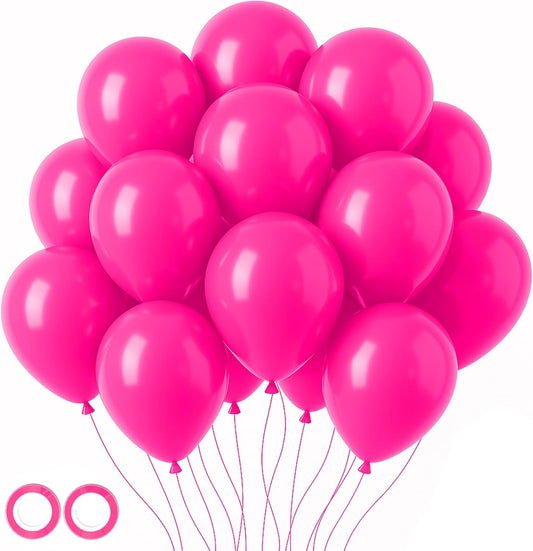 Voircoloria 105pcs Hot Pink Balloons - 12 Inch Dark Pink Party Decorations for Birthdays, Weddings & Anniversaries